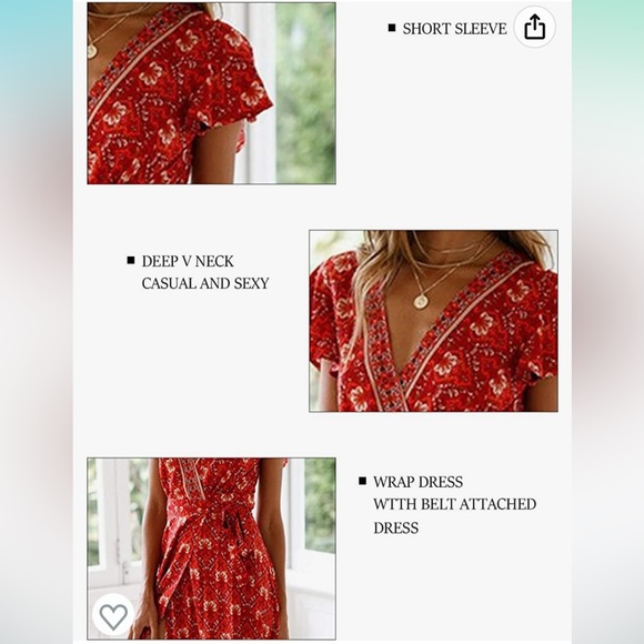 Worn once. Like brand new. Wrap Short Sleeve V-Neck High Split Maxi Dress Sz M - Picture 7 of 8